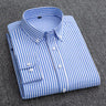 Mens Dress Shirts Striped Long Sleeve Spring Autumn Smart Casual Business Non-Ironing Slim Fit Formal Men's Shirt Blue White