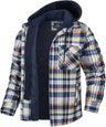 TACVASEN Men's Flannel Shirt Jacket with Removable Hood Plaid Quilted Lined Winter Coats Thick Hoodie Outwear Man Fleece Shirts