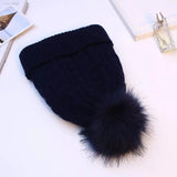 Women Winter Bonnet Soft Thick Beanies Fleece Lined Dual Layer Faux Fur Pom Pom Knitted Hats Fashion Outdoor Sports Skullies  Ca