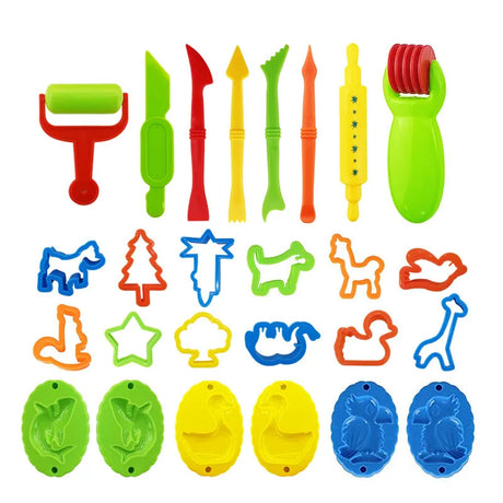 26Pcs Plastic Play Dough Model Tools Set Toy Educational Creative 3D Plasticine Mold Modeling Clay Kit Slime Toys For Children