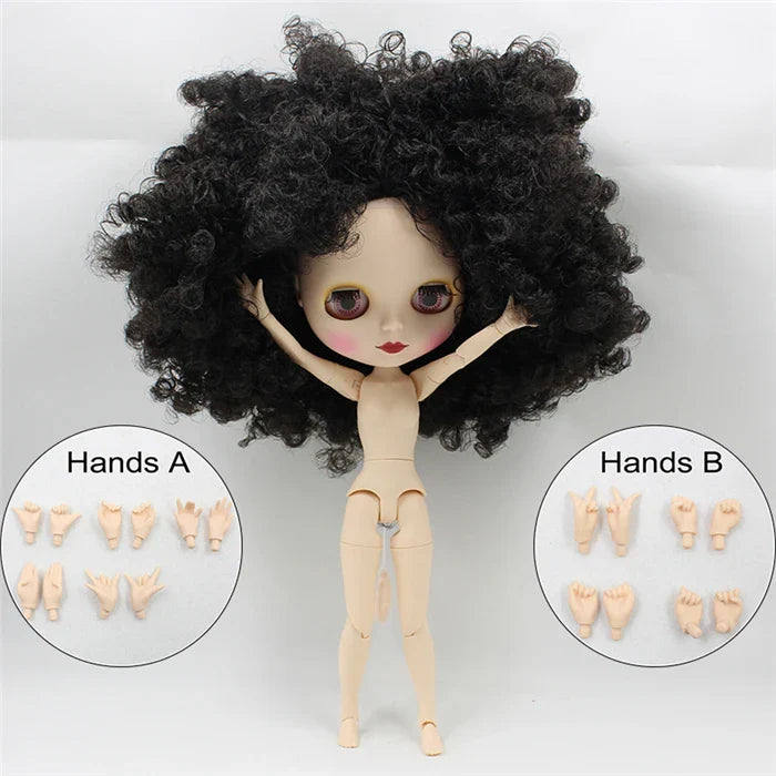 ICY DBS Blyth doll 1/6 bjd joint body white skin matte face dark skin shiny face curly hair afro hair toy 30cm