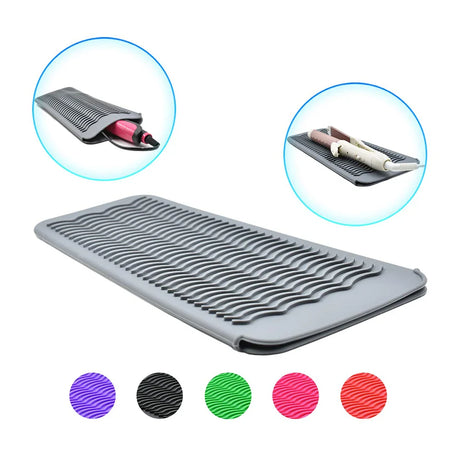 Silicone Heat Resistant Insulation Mat Pouch for Curling Iron Hair Straightener Non-slip Flat Iron Hair Styling Tool