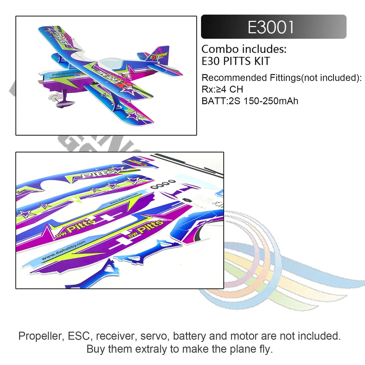 DWH E3005-154E PITTS RC Airplane Aircraft Foam Plane 450mm Wingspan Outdoor Flight Toys for Adults DIY Assembly Brushless Model