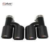 EPLUS Car Carbon Fiber Glossy Muffler Tip H Shape Double Exit Exhaust Pipe Mufflers Nozzle Decoration Universal Stainless Black