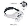 LED Headband Magnifier Hands Free Magnifying Glasses For  Jewelry Loupe Watch Electronic Repair 1.5x2x2.5x3x3.5x8x Lens Loupe