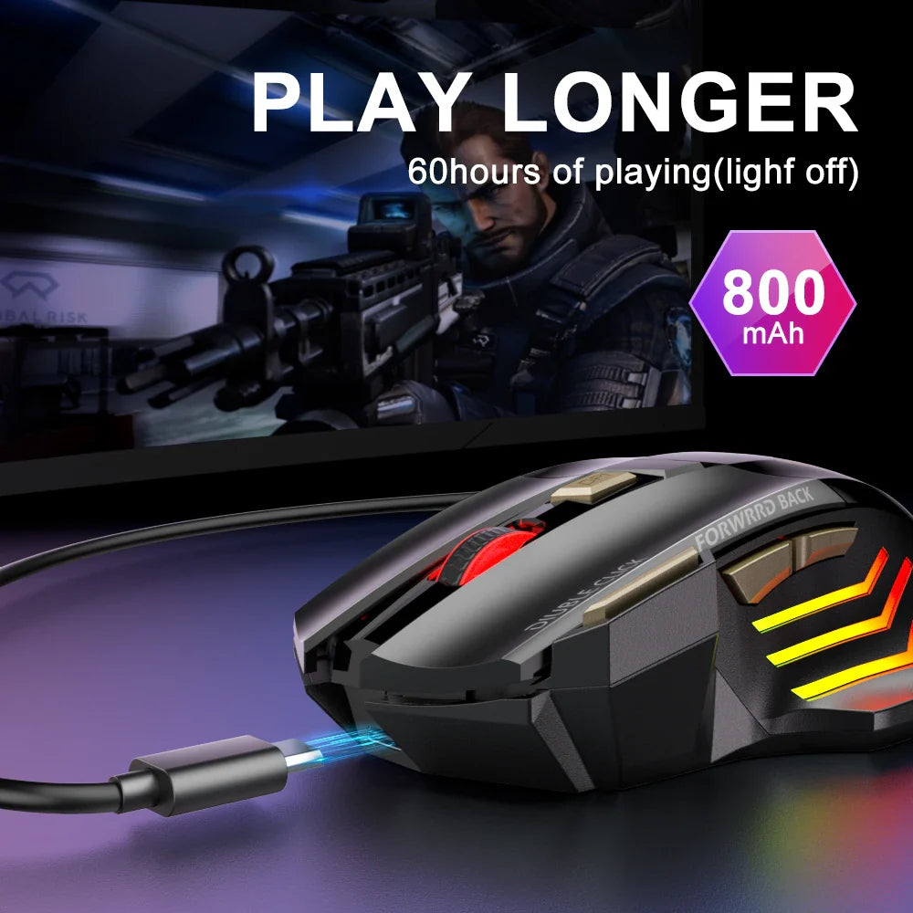 Rechargeable Wireless Mouse Bluetooth Gamer Gaming Mouse Computer Ergonomic Mause With Backlight RGB Silent Mice For Laptop PC