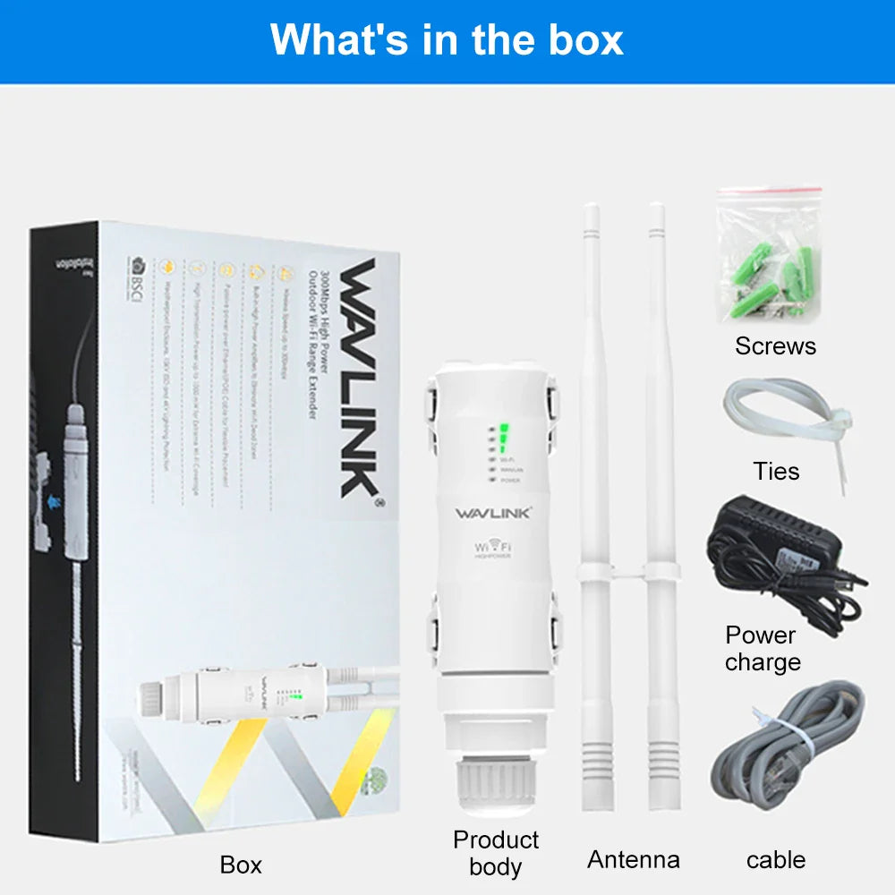 Wavlink High Power 300Mbps Wireless Wifi Repeater Outdoor 2.4G Wireless Wifi Router /Long Range Extender POE High Gain Antennas