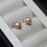 Genuine Freshwater Natural Pearl Stud Earrings Women,Beautiful Small Cute 925 Silver Earring Jewelry White Black Birthday Gift