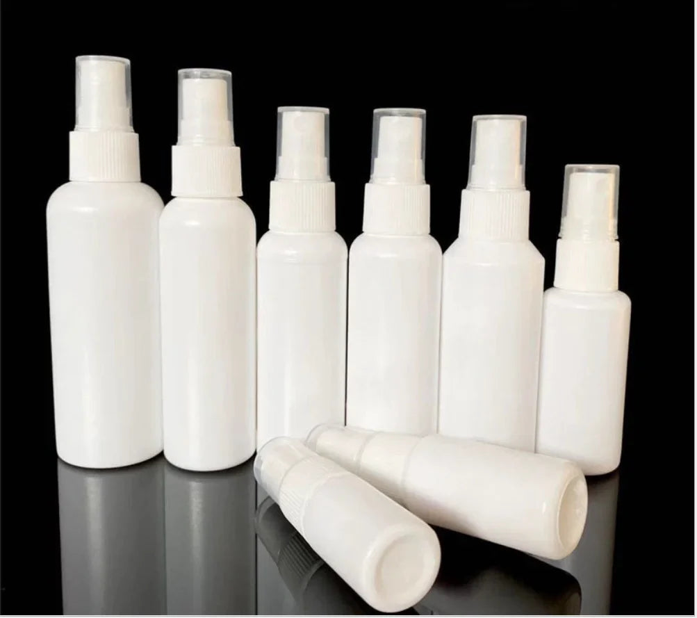 100PCS/LOT White Spray Bottle 10ml 20ml 30ml 50ml 60ml 100ml Empty Perfume Vial Refillable Mist Pump Atomizer Travel Accessories