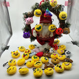 Random 30PCS/pack Funny expression Keychain Creative Cartoon Plush Smiley Keyring Christmas Pendant Mobile Phone Hanging Rope