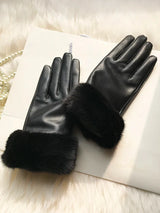 Real Sheepskin Fox Fur Gloves Women's Genuine Leather Glove Winter Warm Fashion Style Natural Fluffy Fox Fur Oversized Customize