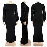 Women Long Sleeve Maxi Dresses Evening Ladies Sexy Plus Size Sequin Dress Glitte Elegant Red Dress Wholesale Dropshipping