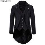 Gothic Victorian Tailcoat Jacket Men Steampunk Medieval Cosplay Costume Male Pirate Renaissance Formal Tuxedo Coats 2XL