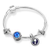 ZMFINES 2022 New Silver Color Charm Bracelets With Blue Star Moon Beads Pendant For Women Space Series Jewelry Gift Dropshipping