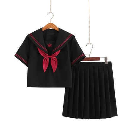 Dark Demon Japanese JK Sets School Uniform Girls Sakura Embroideried Autumn High School Women Novelty Sailor Suits Uniforms XXL