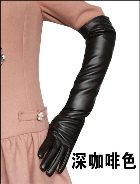 Hair women's long touch screen leather gloves 50cm autumn and winter new style wholesale fashion gloves G203