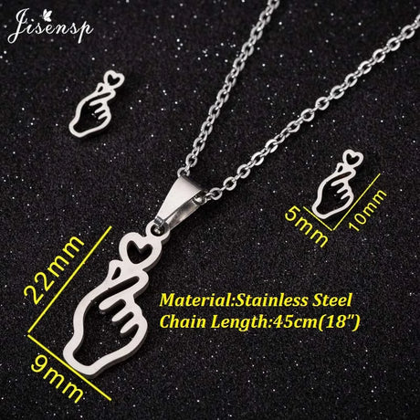 Cute Deer Cat Animal Jewelry Sets for Women Stainless Steel Triangle Star Moon Necklace Pendant Girls Christmas Accessories 2021