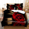 Red Rose Bedding Set Quilt Duvet Cover Comforter Pillow Case 3D HD Double Full King Queen Twin Single 3PCS 2PCS Bedroom Flower