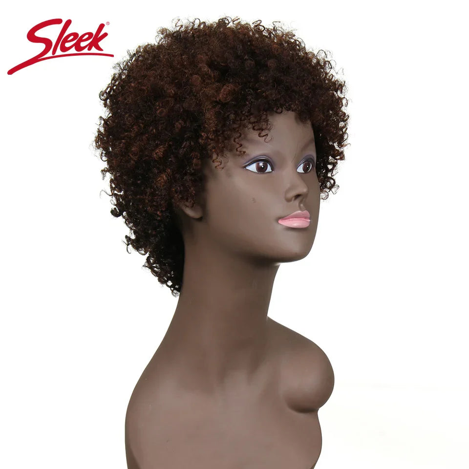 Sleek Natural Brazilian Afro Kinky Curly Human Hair Wigs F1B/33 Red 99J Short Machine Made Remy Human Hair Wigs For Black Women