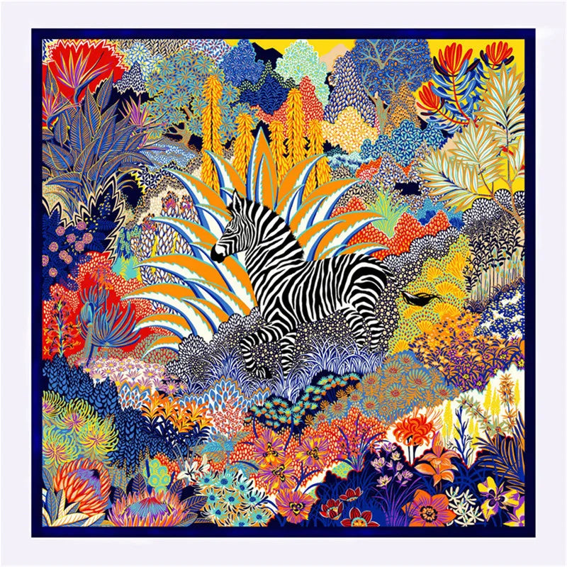 LESIDA Pure Silk Scarf Women Large Shawls Stoles Tree Print Square Scarves Echarpes Foulards Femme Wrap Bandanas 130*130CM 1303