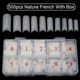 500Pcs/Box False Nails Tips Manicure Kit Nail File Lime 100/180 Buffer Block Cutter Scissors Cleaning Nail Brush Nail Art Tools