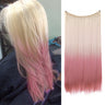 Synthetic Hair Extension No Clip Natural Hair Piece Ombre Fake False One Piece Straight Hairpiece Blonde For Women