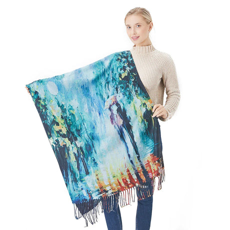 New Cashmere Scarf Women Digital Printing Pashmina Shawl Wraps Gustav Klimt Oil Painting Der Kuss Bandana Femme Foulard Tassels