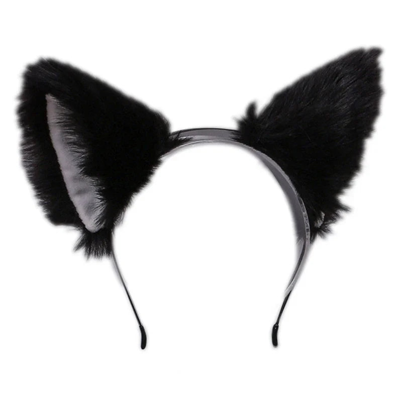 Women Anime Furry Animal Kitty Cat Ears Headband Kawaii Lolita Maid Hair Hoop Halloween Cosplay Party Fancy Headwear