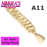 Mirra's Mirror 5 Packs Long Braiding Hair 82 Inch Jumbo Braid Hair Extensions Pure White Yellow Red Blue Synthetic Hair For Bulk