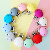 10pcs Round Silicone Pacifier Clips Solid No-Rusty Silicon DIY Baby Chew Dummy Chain Clasps Adapter