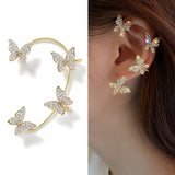 20Style Luxury Shiny Crystal Rhinestone Long Tassel Ear Cuff No Pierced Ear Clip Earrings For Women Wedding Korean Trend Jewelry