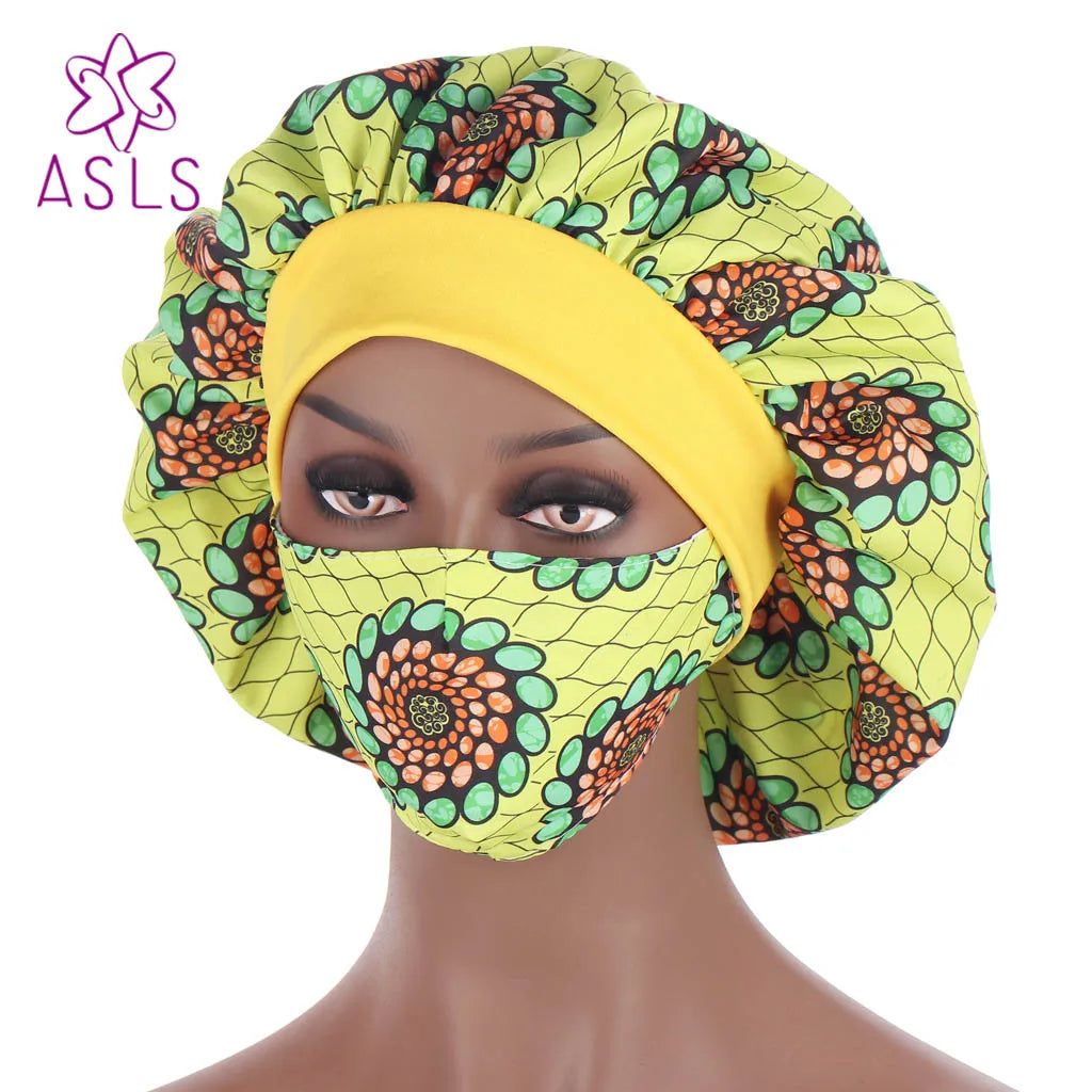 2021 New African pattern multicolor nightcap fashion mask hat suit headscarf cap women's hood Sleep Night Cap Hair accessories