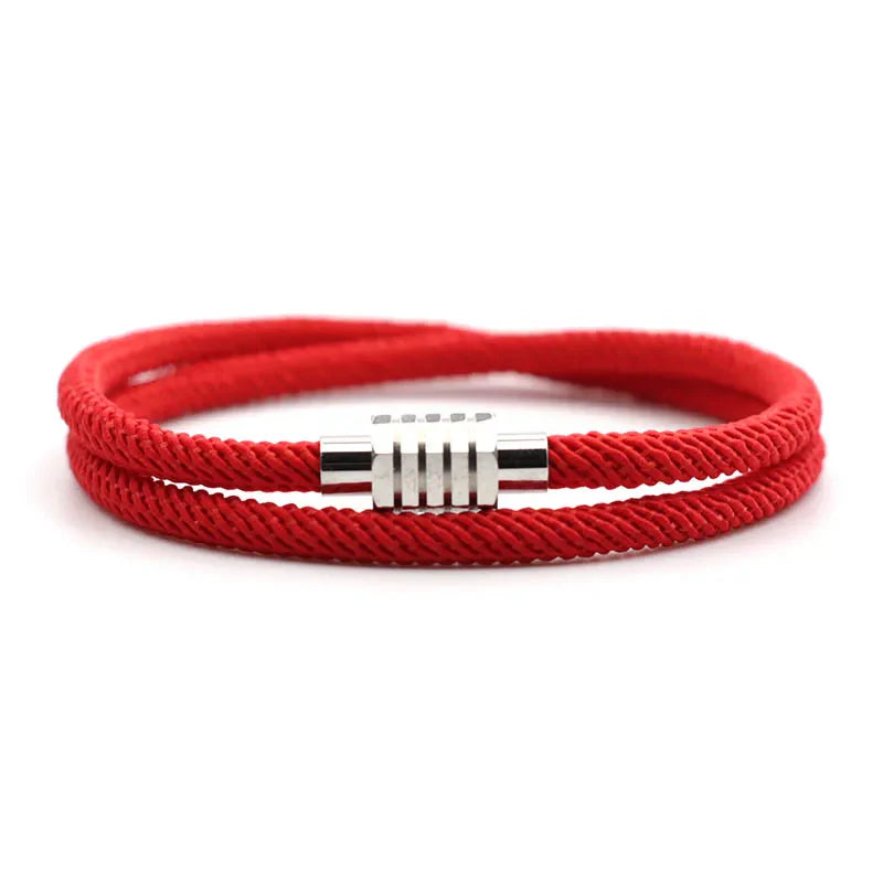 New Lucky Red Thread Bracelet Homme Female Unfading Stainless Steel Braslet Distance Magnet Braclet Gift For Lovers Pulseira