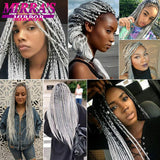 6 Bundle Braiding Hair 24 Inch Synthetic Jumbo Box Braids Afro Hair Extensions for Braids Pure/Ombre Color Silver Grey Fake Hair