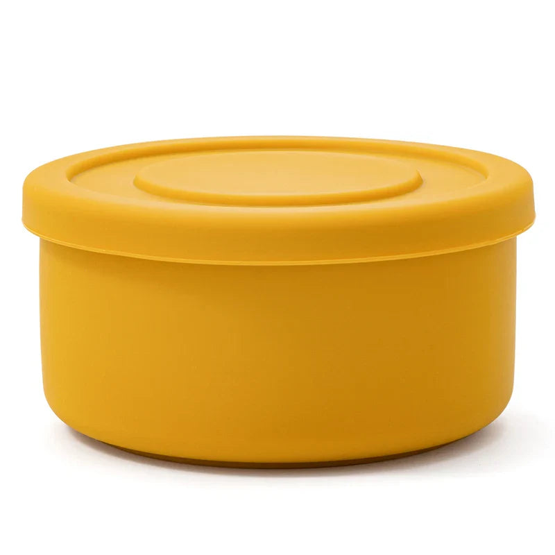 Baby Silicone Feeidng Solid Food Storage Box Kitchen Bento Round Bowl Microwave Heating Dishes Plates Children's Tableware