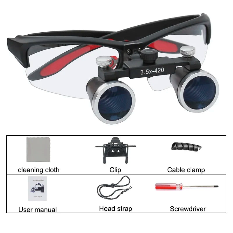 Dentistry Binocular Magnifier 2.5X 3.5X Ultra-lightweight Optical Loupes 320-420mm Magnifying Glass for Dental Surgery