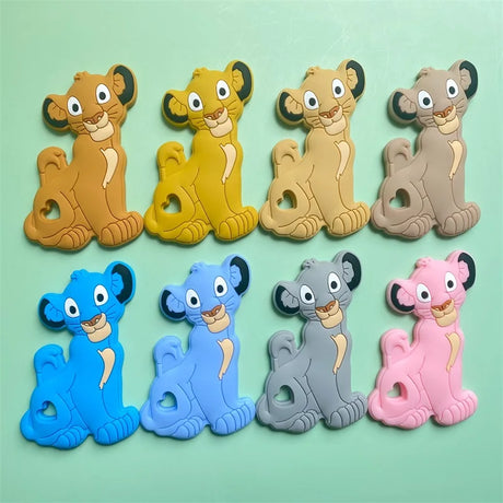 5pcs Silicone Teether Lion Cartoon Animal BPA Free Rodents Teething Necklace Food Grade Infant Chewable Toys Baby Teether