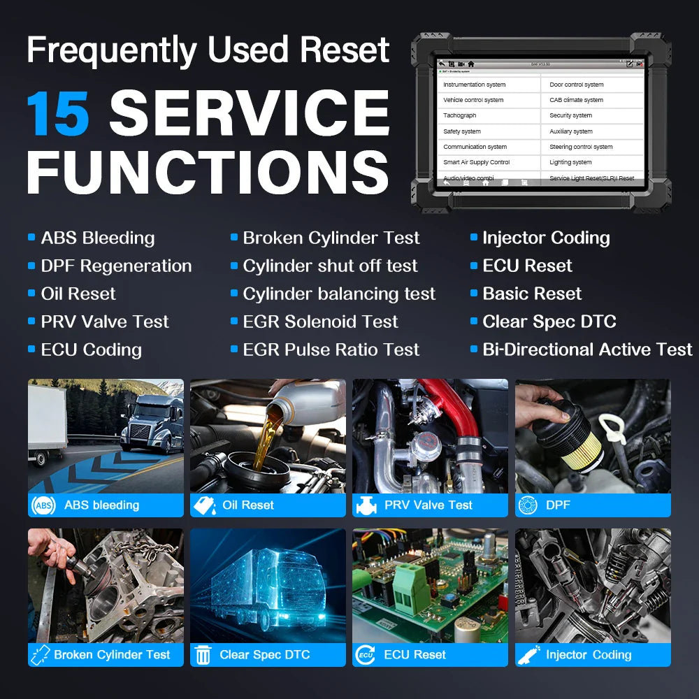 ANCEL X7 HD Heavy Duty Truck Diagnostic Tool Professional Full System 12V 24V Oil D-P-F Regen ECU Reset OBD2 Truck Scanner