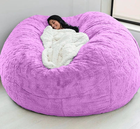 Dropshipping 7FT 183cm Fur Giant Removable Washable Bean Bag Bed Cover Comfortable Living Room Furniture Lazy Sofa Coat Recline