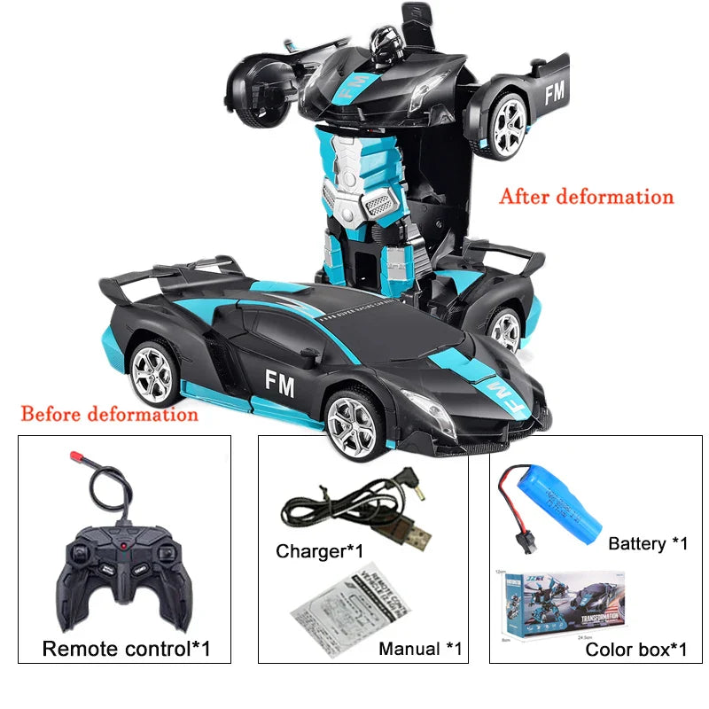 2IN1 Electric RC Car Transformation Robots One-key Deformation Car Outdoor Remote Control Sports Car Model  Children Boys Toys