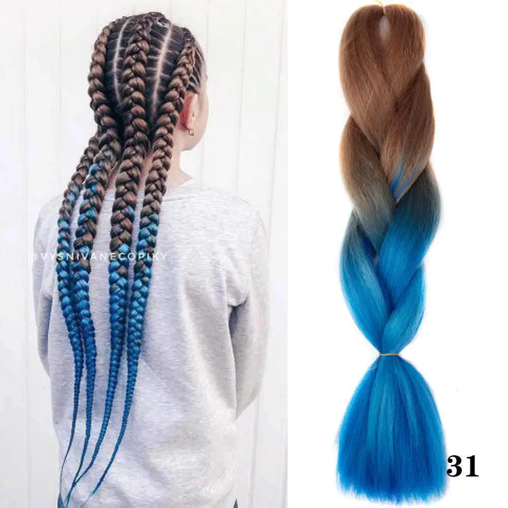 24Inch Synthetic Hair Extensions for Braids 100g/pc Jumbo Braiding Hair Kanekalon Colored Hair Pre Stretched Yaki Jumbo Braids