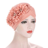 10 Color Hot Headscarf Hat Fold Watermelon Hat Decal Three Flower Headdress hat Fashion Baotou Women's Nightcap Hair Accessories