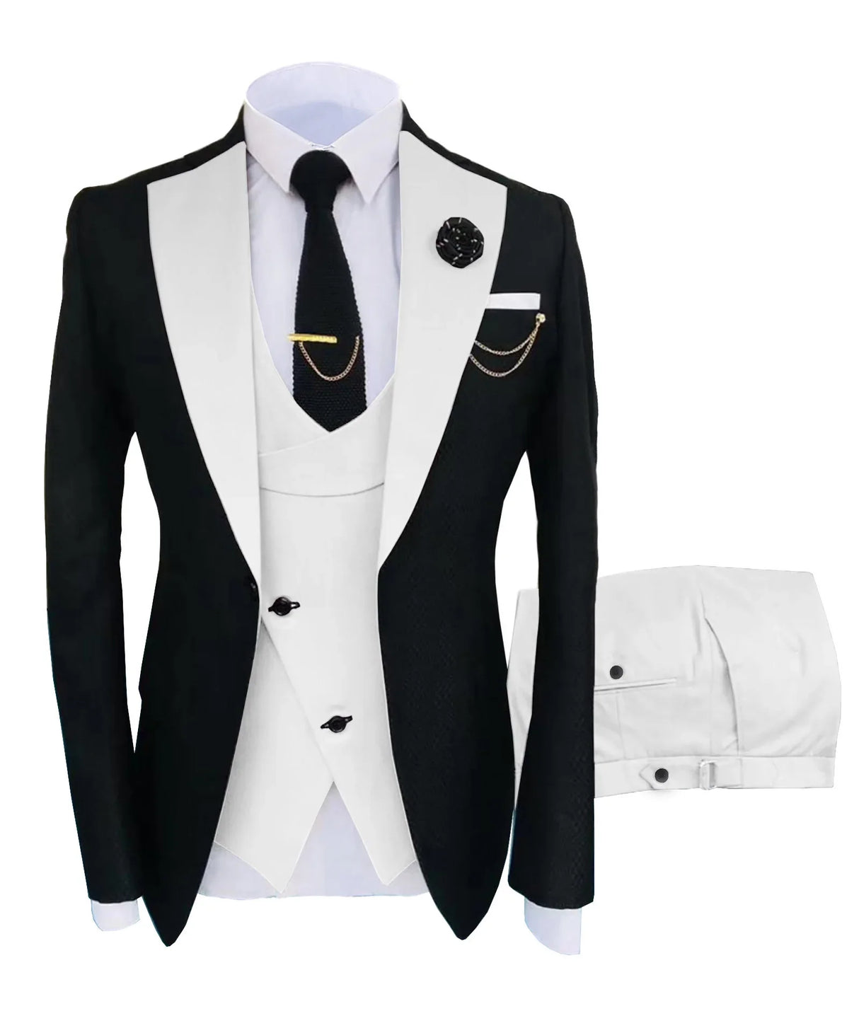 Mens Suit 3 Pieces Formal Fashion Solid Flat Color Tuxedos Jacket Wedding Groom Navy Burgundy(Blazer+Vest+Pants)