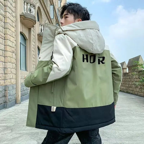 Men Winter New Warm Casual Fur Hooded Jacket Parkas Men Outdoor Fashion Warm Thick Pockets Army Coat Parkas Men