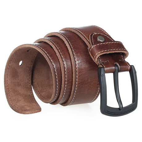 MEDYLA Genuine Leather Men Belt High Quality Luxury Strap Classic Vintage Pin Buckle Male Belt Jeans Belt for Men No interlayer