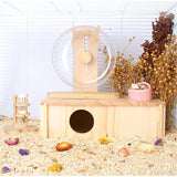 K5DC Hamster House with 2 Chambers Pet Wooden Hideout Nesting Habitat for Gerbils Chinchillas Guinea Pigs Small Animals