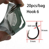 20pcs Hair Carp Rig Accessories Carp Fishing Hooks High Carbon Steel Method Feeder Barbed Fishhook PTFE Carp Coarse Fish Tackle