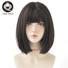 7JHH WIGS Black Short Bob Wig for Girl Daily Wear Synthetic Wig New Style Natural Supple Summer  Heatresistant Wig With Bangs