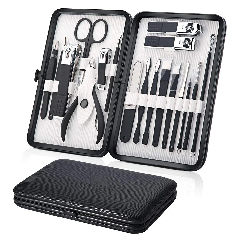 Professional 18 PCS Manicure Set Kit Pedicure Scissor Tweezer Eyebrow Cutter Nail Clipper Stainless Steel Nail Care Tool Sets