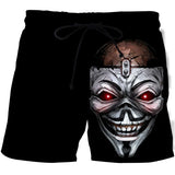 Hot Sale Skull Horror 3D Printe Beach Short Men's Shorts Anime Pants Quick-drying Street Clothing Black Short Casual short homme